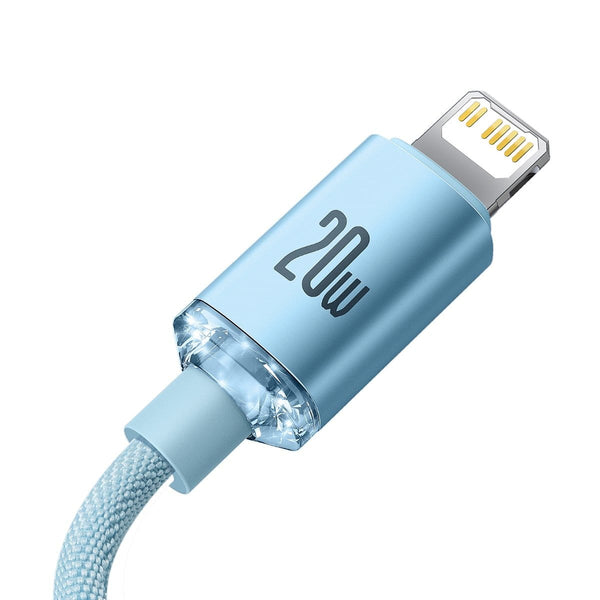 Kabel Baseus Crystal Shine 20W 2,4A USB-C für Lightning 2M, Hellblau