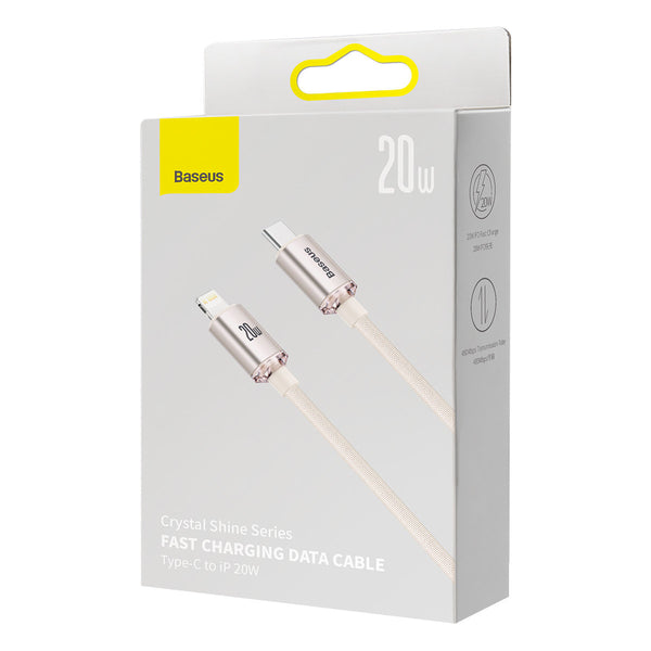 Kabel Baseus Crystal Shine 20W 2,4A USB-C für Lightning 2M, Rosa