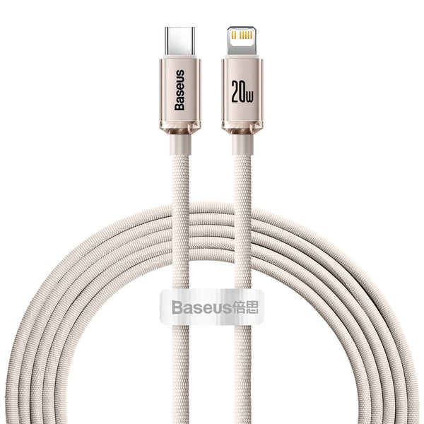 Kabel Baseus Crystal Shine 20W 2,4A USB-C für Lightning 2M, Rosa