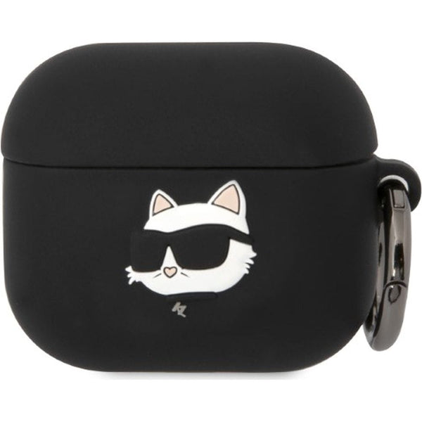 Schutzhülle für AirPods 3, Karl Lagerfeld Choupette Head 3D Silicone, Schwarz