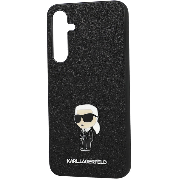 Schutzhülle für Galaxy A55, Karl Lagerfeld Fixed Glitter Metal Ikonik, Schwarz