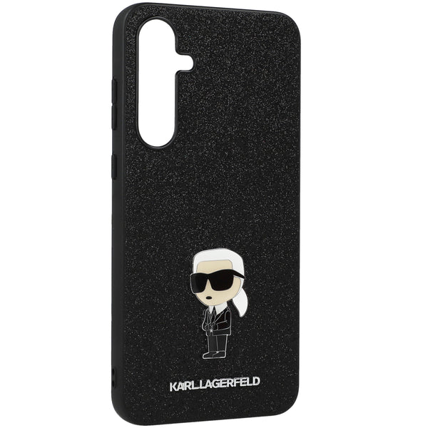 Schutzhülle für Galaxy A55, Karl Lagerfeld Fixed Glitter Metal Ikonik, Schwarz