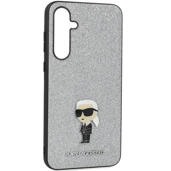 Schutzhülle für Galaxy A35 5G, Karl Lagerfeld Fixed Glitter Metal Ikonik, Silber