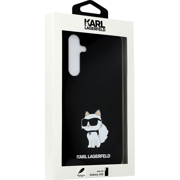 Schutzhülle für Galaxy A35, Karl Lagerfeld Silicone Choupette Metal Pin, Schwarz