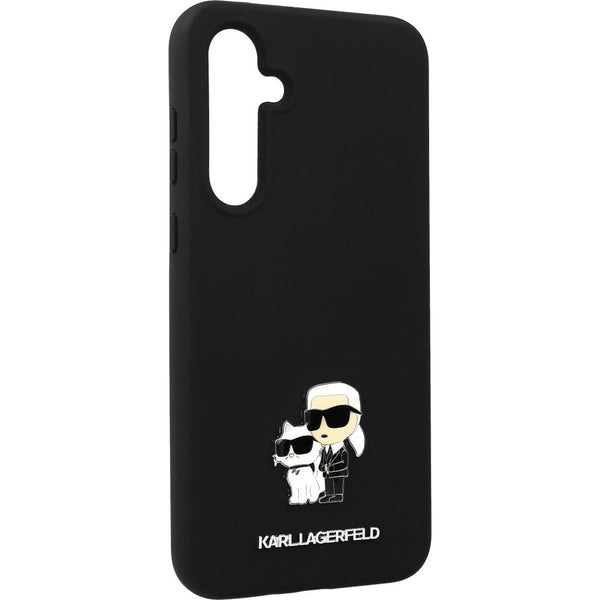 Schutzhülle für Galaxy A35, Karl Lagerfeld Silicone Karl&Choupette Metal Pin, Schwarz