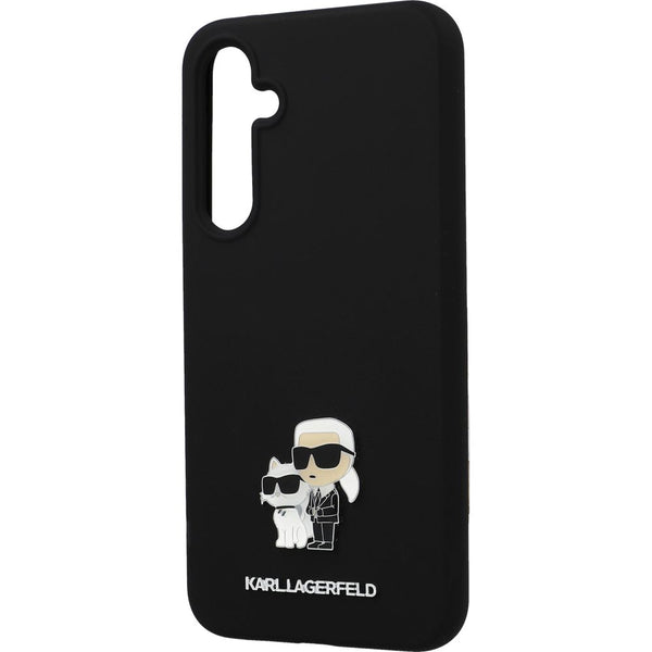 Schutzhülle für Galaxy A35, Karl Lagerfeld Silicone Karl&Choupette Metal Pin, Schwarz