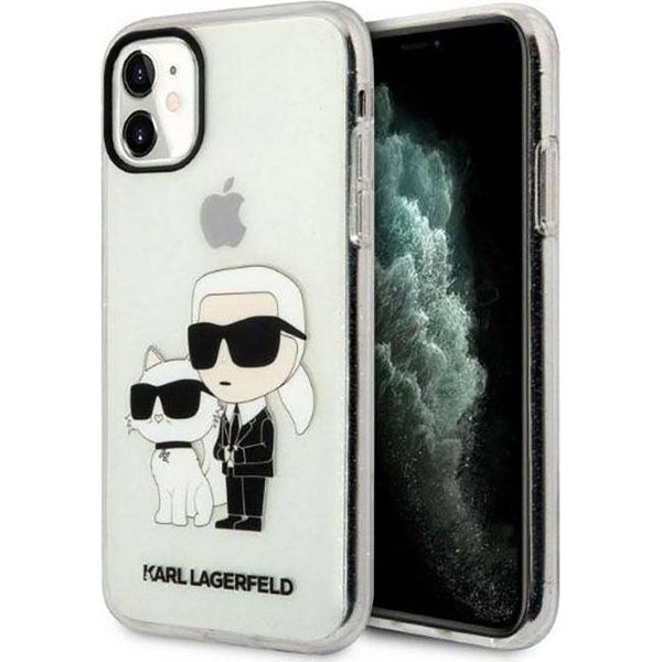 Schutzhülle Karl Lagerfeld Karl & Choupette für iPhone 11, Transparent Glitter