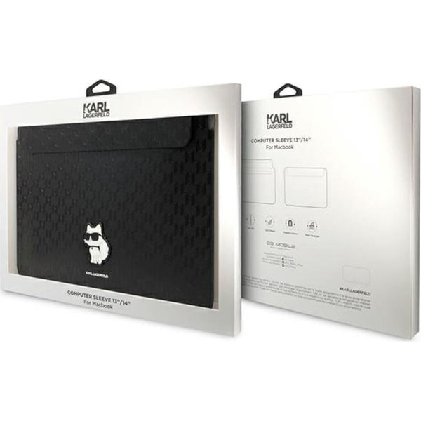 Karl Lagerfeld Schutzhülle Sleeve Saffiano Triangle für Macbook 13-14'', Schwarz