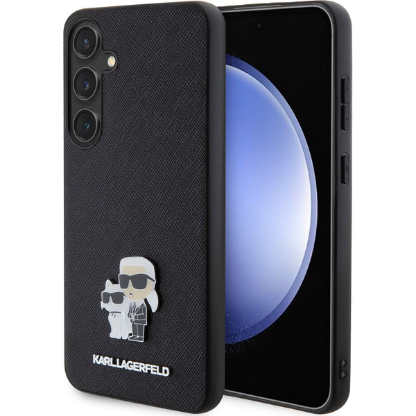 Schutzhülle für Galaxy S24 Plus, Karl Lagerfeld Saffiano Karl&Choupette Pin, Schwarz