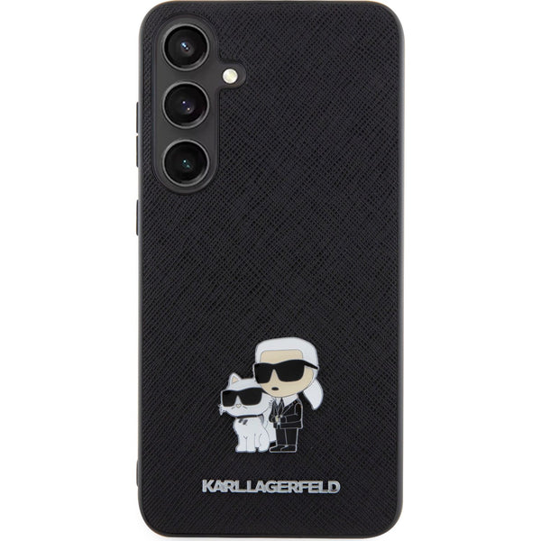 Schutzhülle für Galaxy S24 Plus, Karl Lagerfeld Saffiano Karl&Choupette Pin, Schwarz