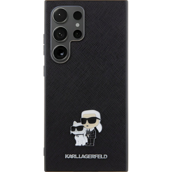 Schutzhülle für Galaxy S24 Ultra, Karl Lagerfeld Saffiano Karl&Choupette Pin, Schwarz