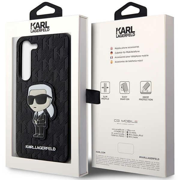 Schutzhülle für Galaxy S23, Karl Lagerfeld Saffiano Monogram Karl, Schwarz