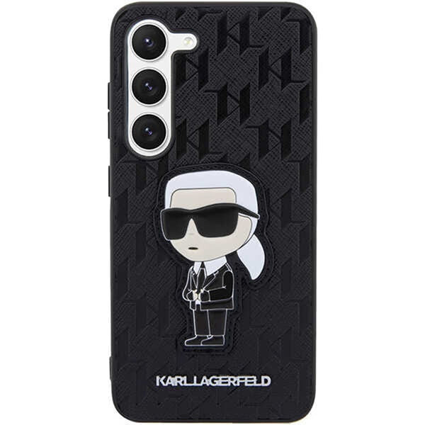 Schutzhülle für Galaxy S23, Karl Lagerfeld Saffiano Monogram Karl, Schwarz