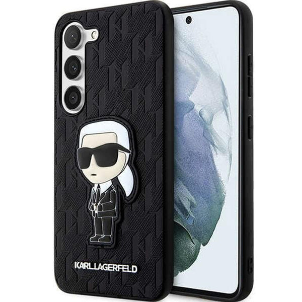 Schutzhülle für Galaxy S23, Karl Lagerfeld Saffiano Monogram Karl, Schwarz