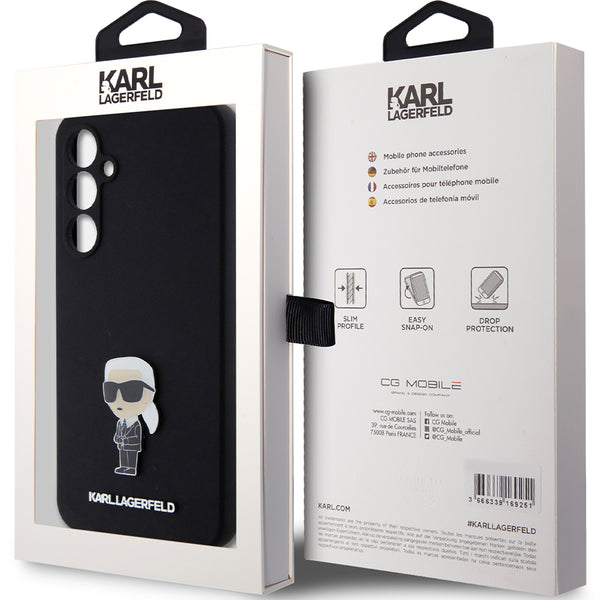 Schutzhülle Karl Lagerfeld Silicone Ikonik Metal Pin für Galaxy S23 FE, Schwarz