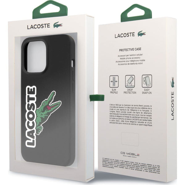 Schutzhülle für iPhone 13 Pro Max, Lacoste Hardcase Silicone Head Crocodile, Schwarz