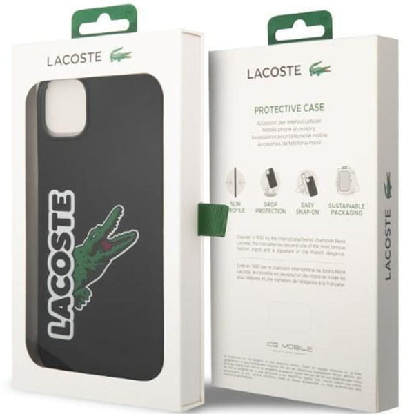 Schutzhülle für iPhone 14 Plus, Lacoste Hardcase Silicone Head Crocodile, Schwarz