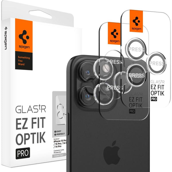Glas für die Kamera Spigen Glas.tR Ez Fit Optik Pro 2-Pack für iPhone 15 Pro / 15 Pro Max / 14 Pro / 14 Pro Max, Transparent