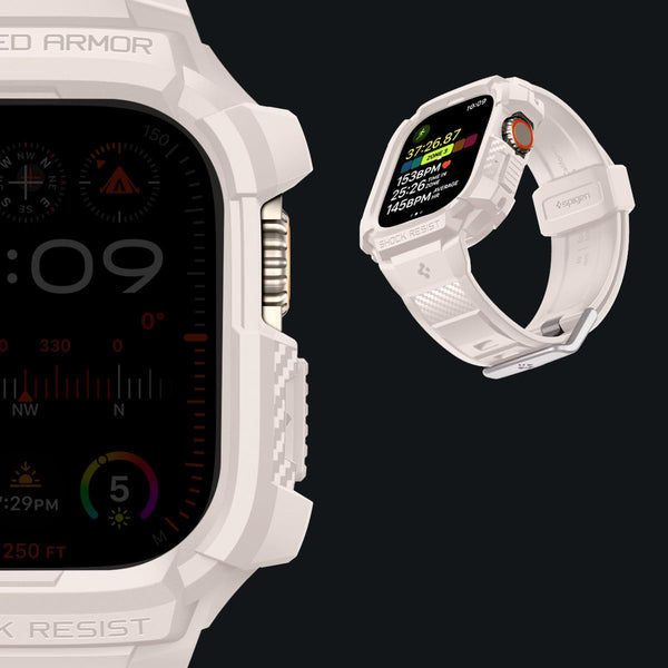 Schutzhülle mit Armband für Apple Watch Ultra 2/1 49 mm, Spigen Rugged Armor Pro, Beige