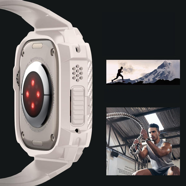 Schutzhülle mit Armband für Apple Watch Ultra 2/1 49 mm, Spigen Rugged Armor Pro, Beige
