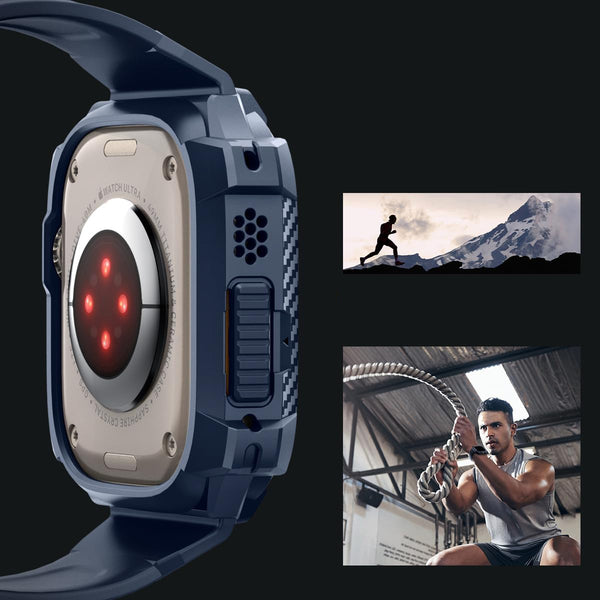 Schutzhülle mit Armband für Apple Watch Ultra 2/1 49 mm, Spigen Rugged Armor Pro, Dunkelblau