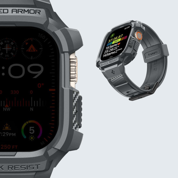 Schutzhülle mit Armband für Apple Watch Ultra 2/1 49 mm, Spigen Rugged Armor Pro, Grau