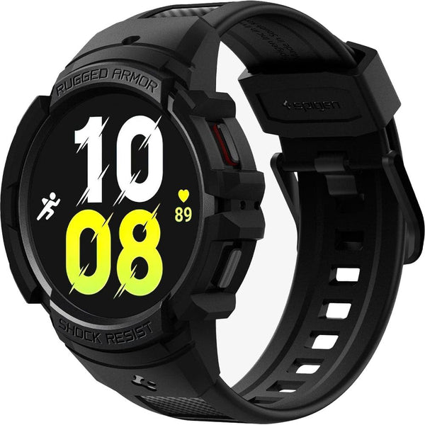 Schutzhülle mit Armband für Galaxy Watch 5/4 44 mm, Spigen Rugged Armor Pro, Schwarz