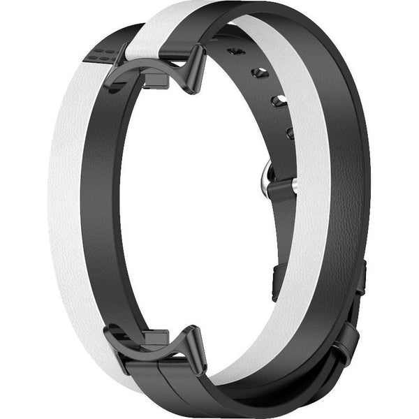 Armband Xiaomi Double Circle Leahter Strap für Xiaomi Mi Smart Band 8, Schwarz/Weiß