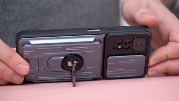 Schutzhülle Bizon Case CamShield Card Slot Ring Xiaomi Redmi Note 11/11S, Grau