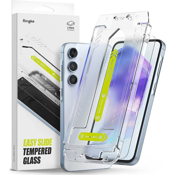 Gehärtetes Bildschirmglas mit Applikator für Galaxy A55 5G, Ringke Easy Slide, 2 Stück