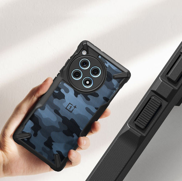 Schutzhülle für OnePlus 12R, Ringke Fusion X, Schwarz mit Moro-Muster