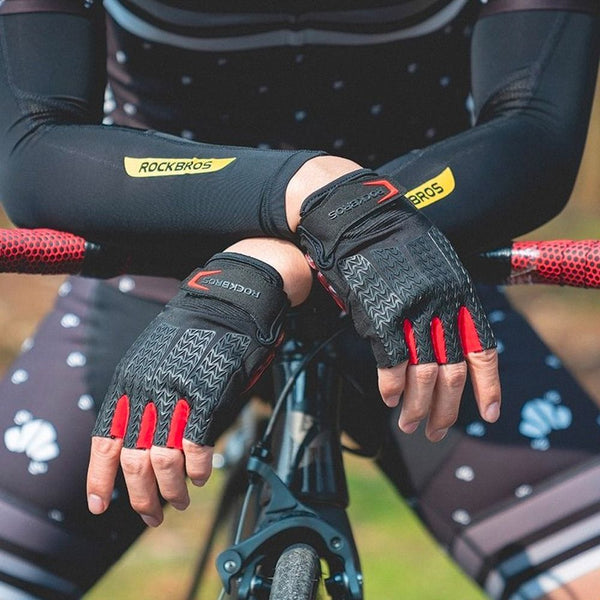 Fahrradhandschuhe mit Gel-Polstern, Rockbros S169BR, Größe XL, Schwarz-Rot