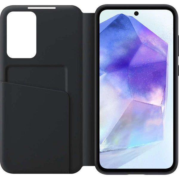 Schutzhülle mit Klappe für Galaxy A55 5G, Smart View Wallet Case, Schwarz