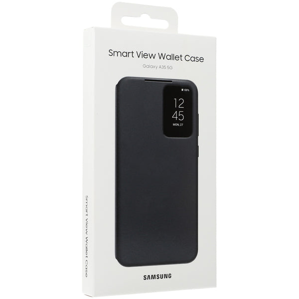 Schutzhülle mit Klappe für Galaxy A35 5G, Smart View Wallet Case, Schwarz