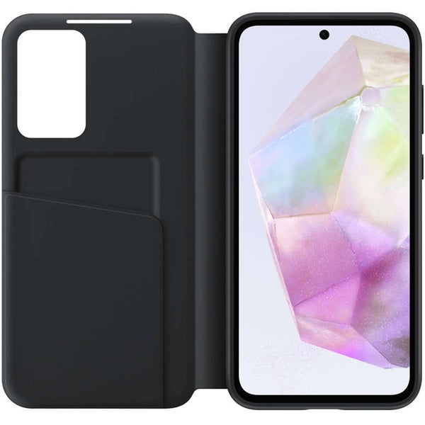 Schutzhülle mit Klappe für Galaxy A35 5G, Smart View Wallet Case, Schwarz