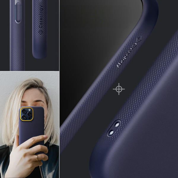 Schutzhülle für iPhone 15 Pro Max, Spigen Caseology Nano Pop Mag für MagSafe, Dunkelblau-Gelb