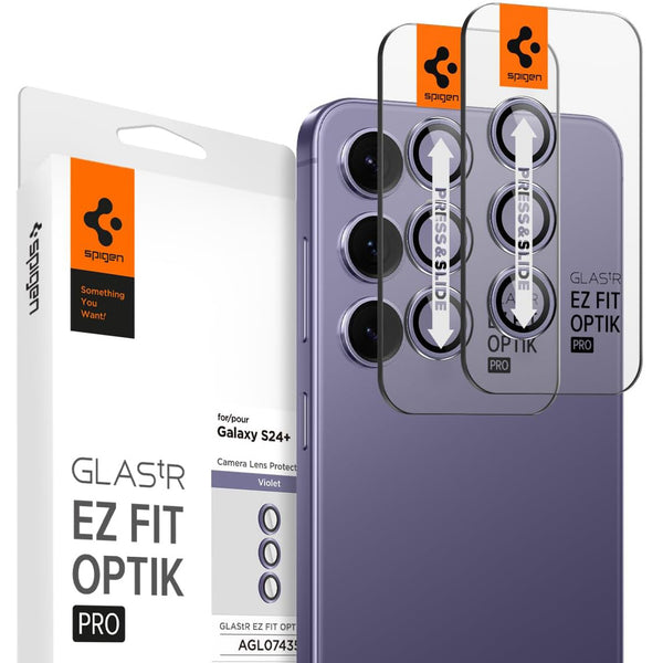 Glas für die Kamera für Galaxy S24 Plus, Spigen Glas.tR Ez Fit Optik Pro 2-Pack, Violett