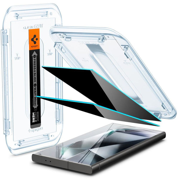 Glas für die Schutzhülle für Galaxy S24 Ultra, Spigen Glas.tR EZ Fit Privacy 2-Pack