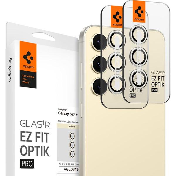 Glas für die Kamera für Galaxy S24 Plus, Spigen Glas.tR Ez Fit Optik Pro 2-Pack, Gelb