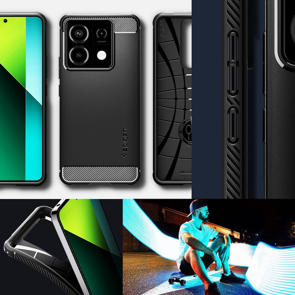 Schutzhülle für Xiaomi Redmi Note 13 Pro 5G/Poco X6 5G, Spigen Rugged Armor, Schwarz