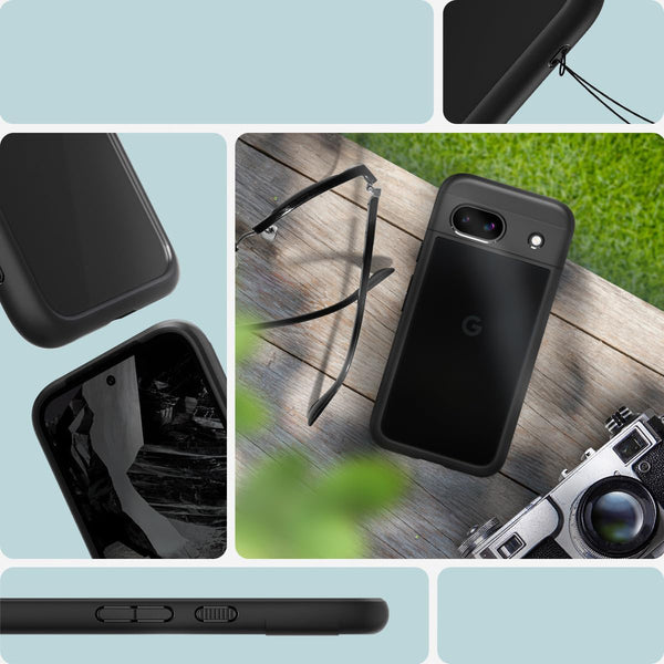 Schutzhülle für Google Pixel 8a, Spigen Ultra Hybrid, Transparent/Schwarz