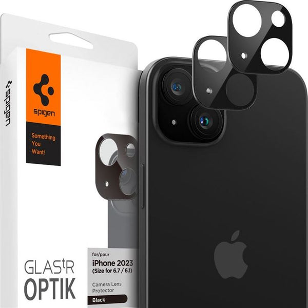 Glas für die Kamera Spigen Glas.tR Optik 2-Pack für iPhone 15 / 15 Plus / 14 / 14 Plus, Schwarz