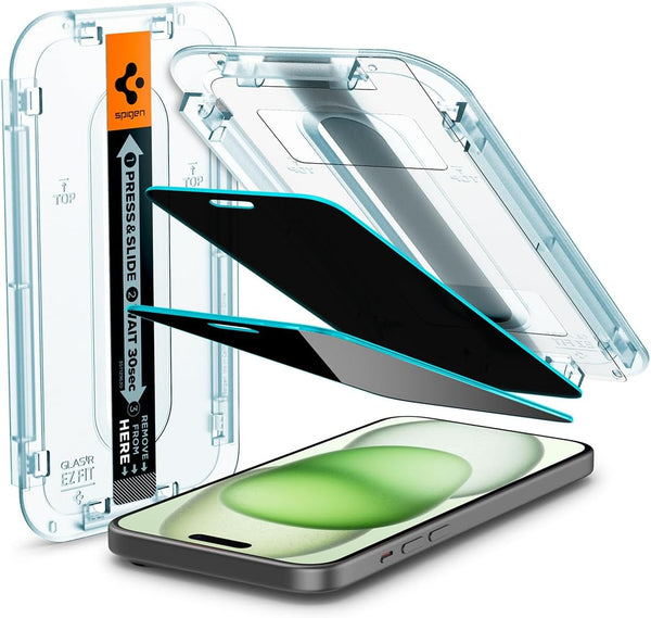Glas für die Schutzhülle Spigen Glas.tR EZ Fit Privacy 2-Pack für iPhone 15 Plus
