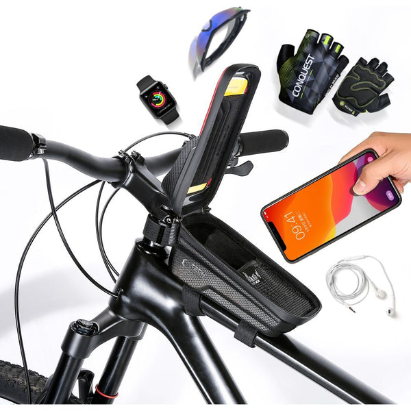 Fahrradträger, Gepäcktasche, Rahmentasche für Telefon Tech-Protect V2 M, Schwarz