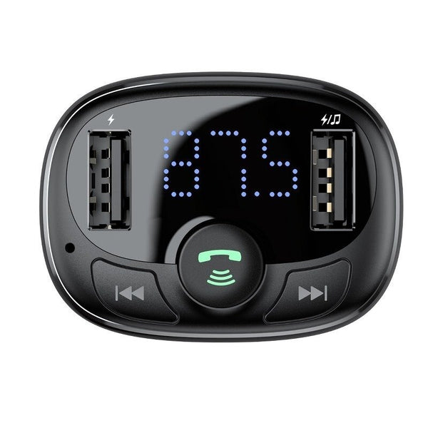 Autoladegerät Baseus + Transmitter FM Baseus T-Typed S-09A 2X USB-A, MicroSD 3,4A, Schwarz