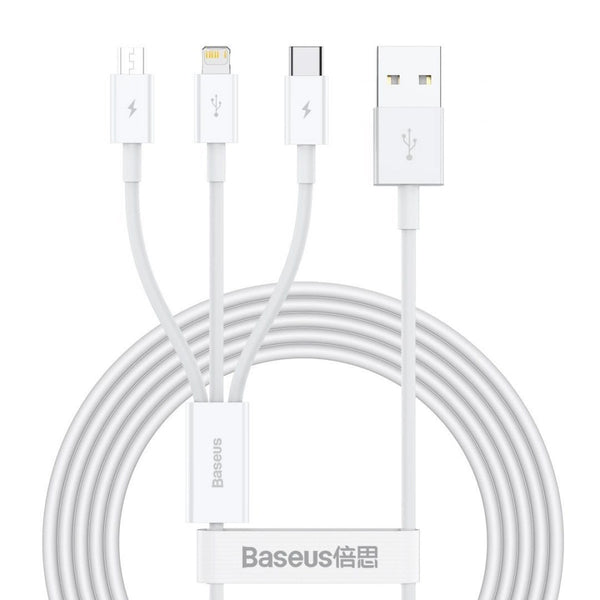 Kabel Baseus Superior 3in1 USB-A für USB-C / Lightning / MicroUSB 3.5A 1,2m, Weiß