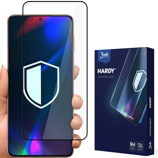 Gehärtetes Glas 3mk Hardy Galaxy S21 Plus 5G, schwarzer Rahmen