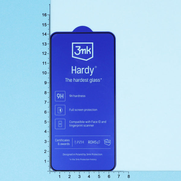 Gehärtetes Glas 3mk Hardy Galaxy S22 5G, schwarzer Rahmen