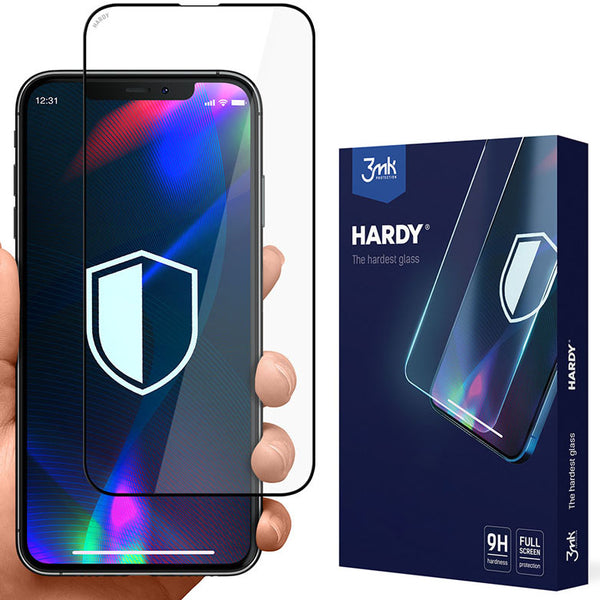 Gehärtetes Glas 3mk Hardy iPhone 13 Pro Max, schwarzer Rahmen