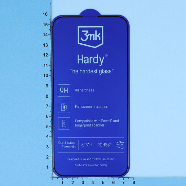 Gehärtetes Glas 3mk Hardy iPhone 13 Pro Max, schwarzer Rahmen